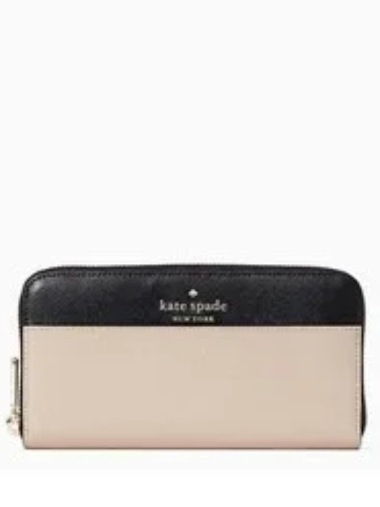Kate Spade New York Staci Continental Wallet Warm Beige/Black Nwt